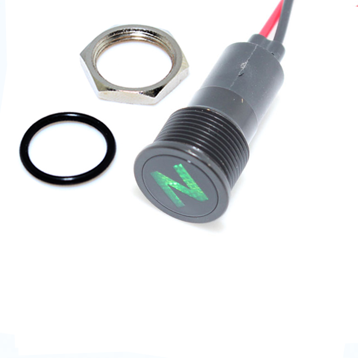 0.63inch 16MM Wired Waterproof 12V Black Plated Matel LED neutral gear