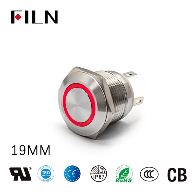 상시 열림 푸시 버튼 순간 푸시 버튼 램프 스위치 19MM 새로운 전등 스위치