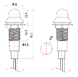 10mm 220V 빨간색-녹색 이중 색상 ip67 led 금속 표시 등