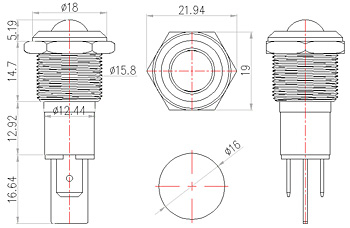 16MM 5/8 inch IP67 LED metal pilot indicator light