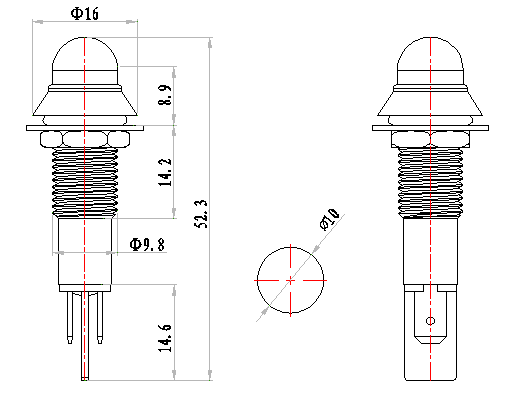 12V 녹색 LED 10MM 커피 머신 LED 금속 파일럿 표시 등