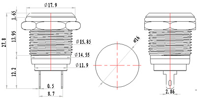 12V LED 좋은 가격 스테인레스 스틸 16MM 금속 표시 등