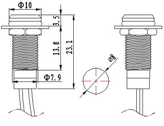 12V 8mm 공통 양극 2색 빨간색 녹색 금속 표시 등