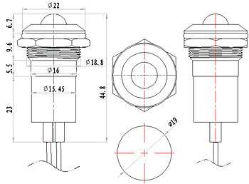 19mm LED 금속 방염 표시 등