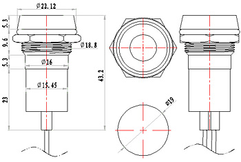 19mm 6v 패널 금속 파일럿 표시 등