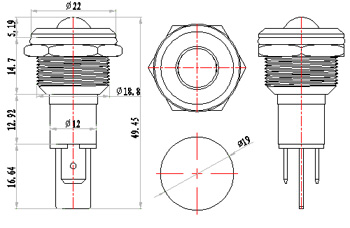 19mm 220v 금속 표시 등