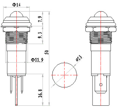 3V 파란색 볼록 머리 생성기 12MM 금속 표시 등