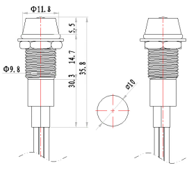 10mm 12v 2색 LED 배전함 금속 표시 등