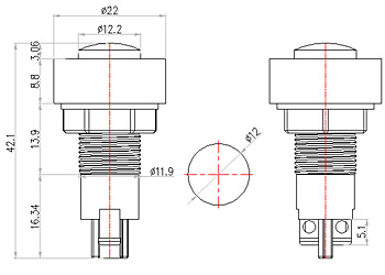 12.5mm 220v Screw feet plastic indicator light