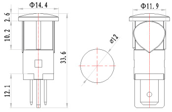 12mm 12v LED IP67 플라스틱 표시 등