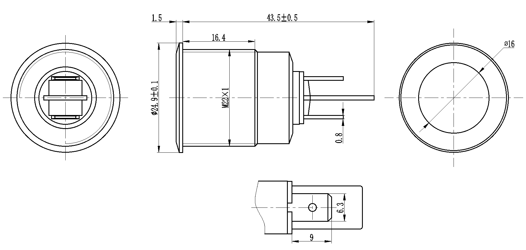 22mm 12v 금속 맞춤형 파일럿 표시 등