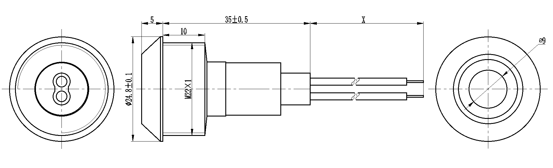 22mm 12v 백색 구리 고압 표시 등