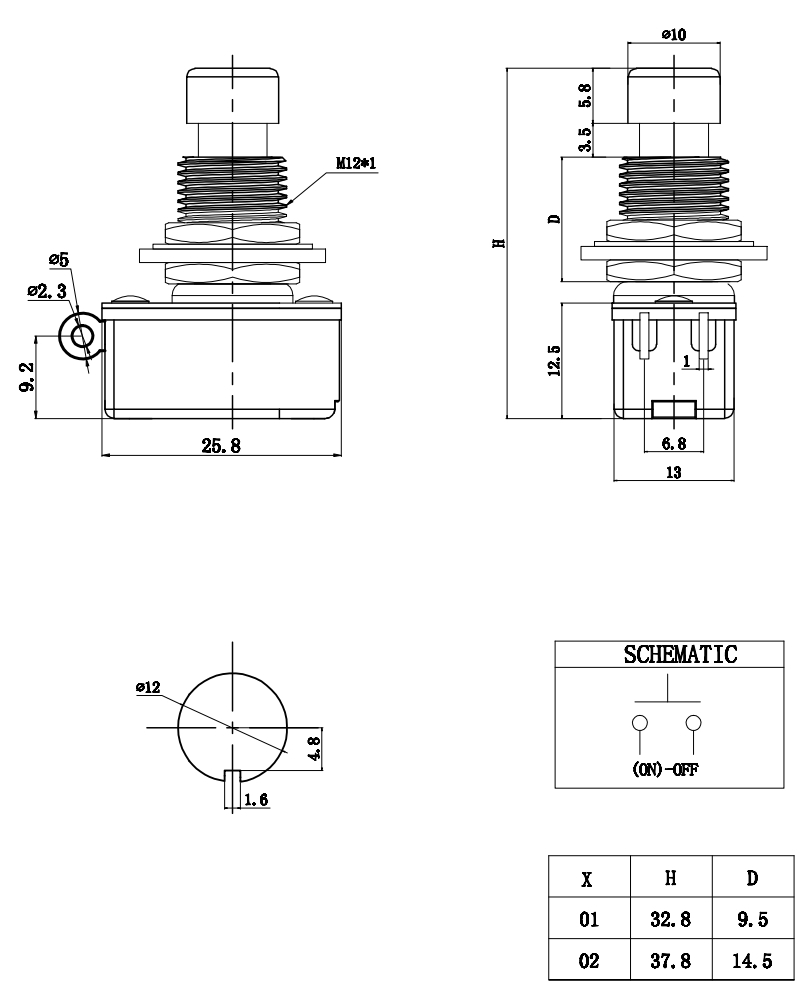 SPST Foot Switch 2Pin OFF-ON Switch