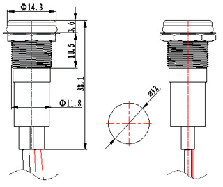 철사를 가진 12mm 12v 은 까만 금속 방수 ip67 차 표시 등