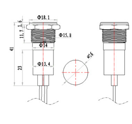 철사를 가진 16mm 12v 주문 차 상징 방수 ip67 지시등