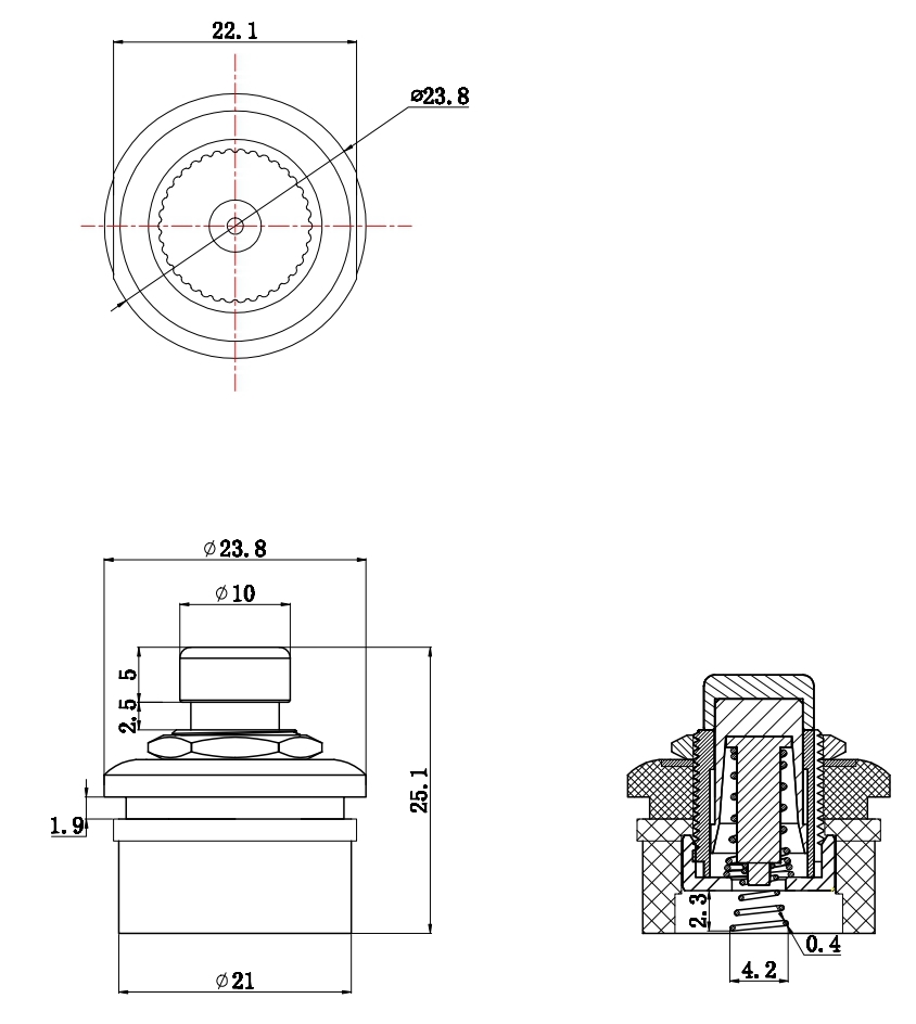 Push Button Switch with Spring Terminal