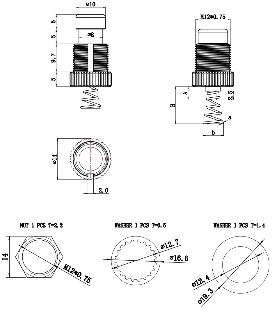 Common Type Push Button Switch with Spring Terminal