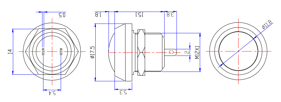 12MM 4PIN 12V 3A 빨간색 순간 래칭 방수 푸시 버튼 스위치
