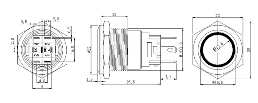240V push button switch