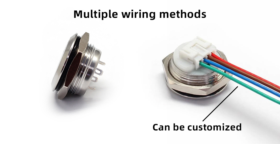 플랫 헤드 짧은 유형 금속 스위치 19MM LED 색상 Multiple wiring methods