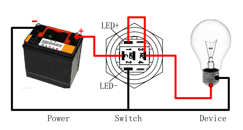 28MM LED IP67 링 금속 푸시 버튼 전원 스위치 4