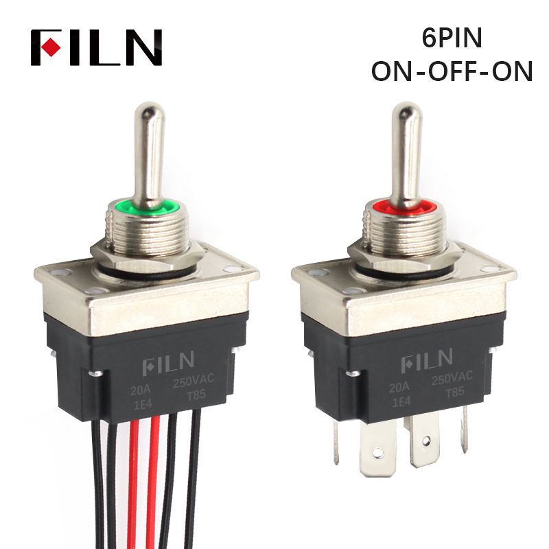 InTroduce The Toggle Light Switch:FILN 15A 12V IP67 Red Green ON-OFF-ON ... image.