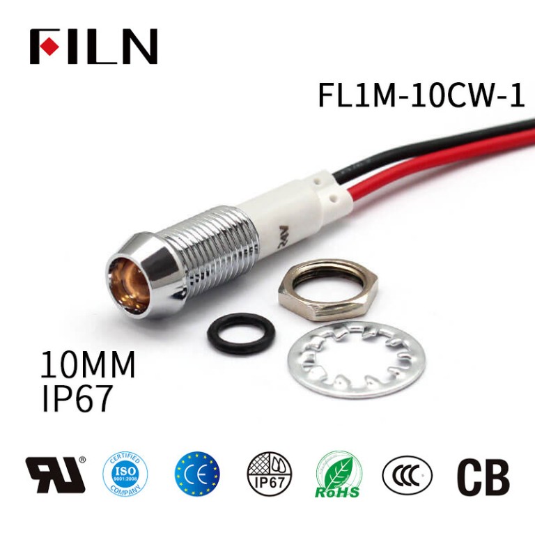 10mm-yellow-indicator-light-3 10mm Yellow LED IP67 120 Volt Panel Indicator Light