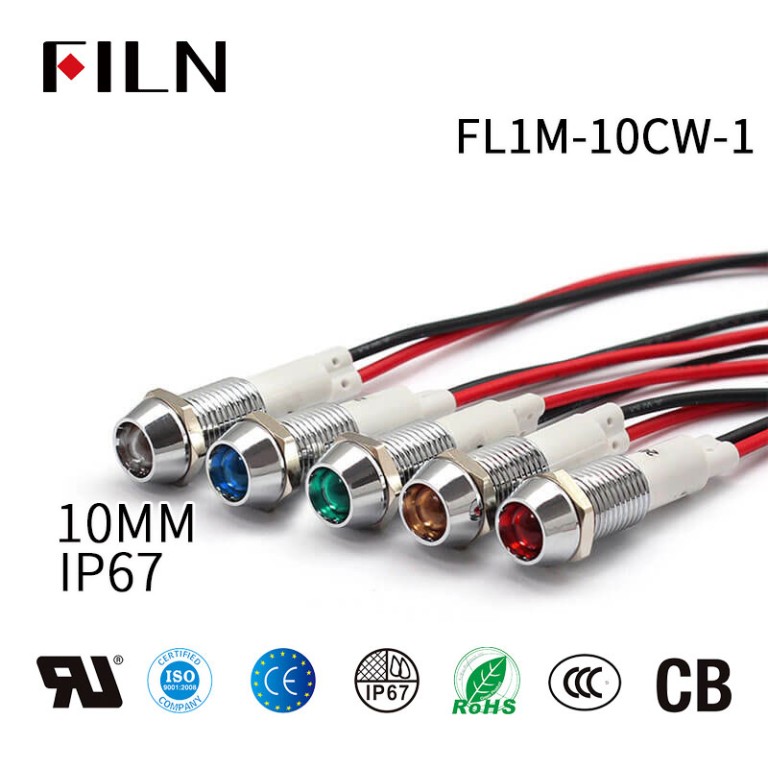 110v-indicator-light 10mm Yellow LED IP67 120 Volt Panel Indicator Light