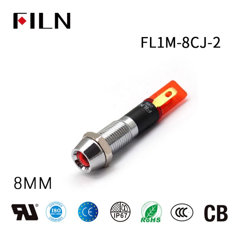 FILN 8MM IP65 Coffee 120V LED Indicator Light