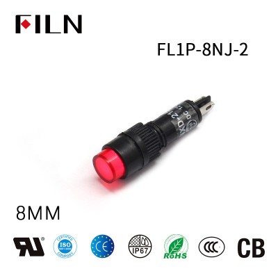FILN 8MM 120V Neon Indicator Light 5/16″ Red Light
