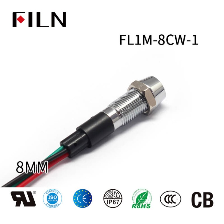 12V-Double-color-8mm-led-filn-indicator-light-lamp-with-wire 12V Double Color 8mm LED FILN Indicator Light Lamp With Wire
