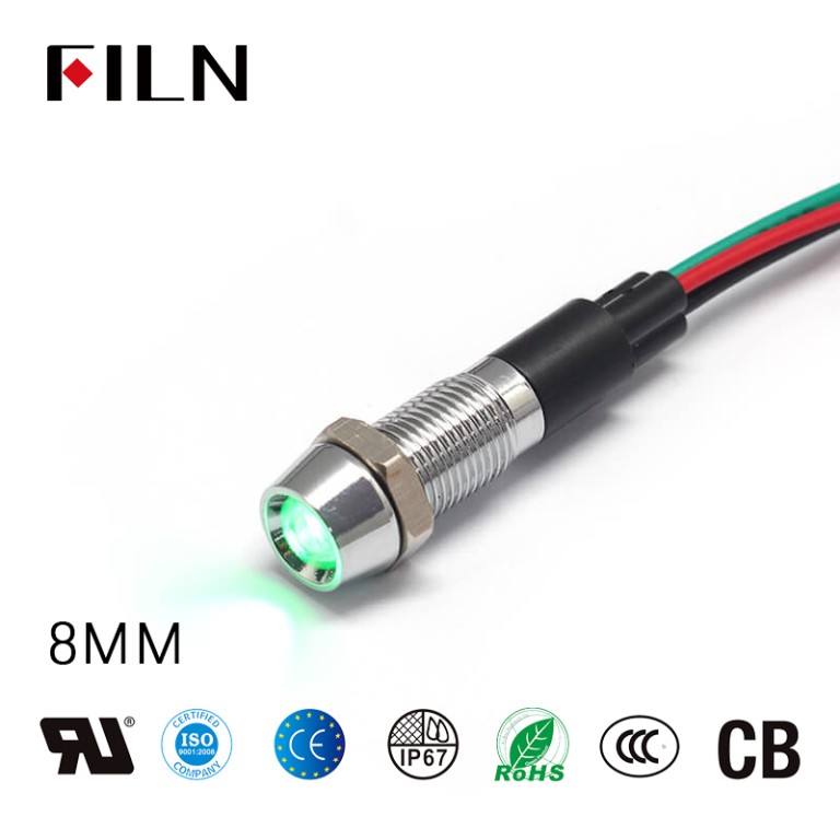 small indicator light 12V Double Color 8mm LED FILN Indicator Light Lamp With Wire