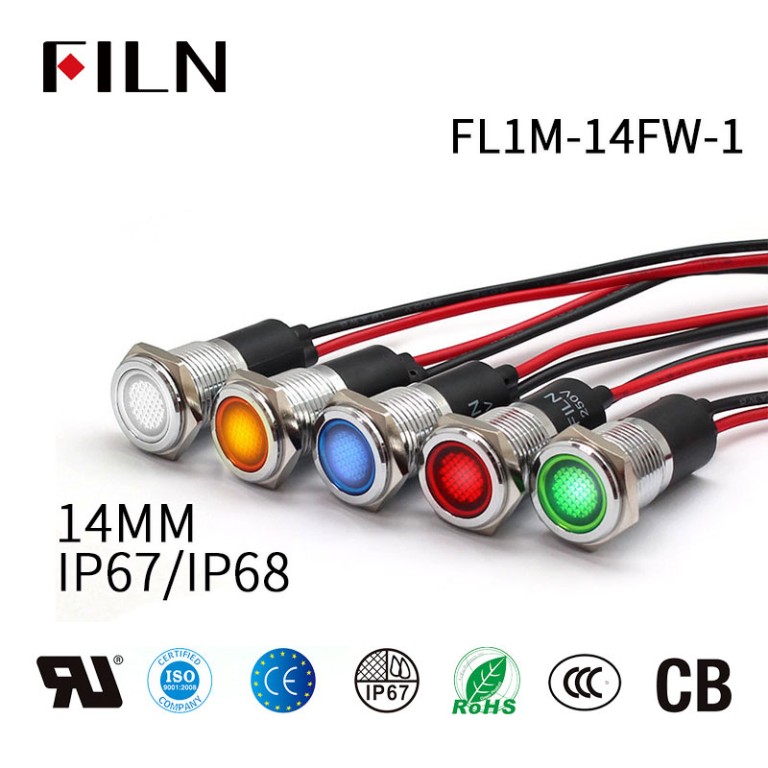 ไฟแสดงสถานะสีขาว-14mm 28V ไฟ LED แผงกันน้ำ