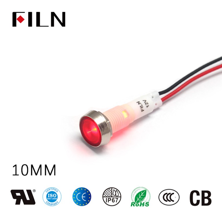 10 mm LED rojo IP68 Enfriador de vino Plástico 12 V Luz indicadora