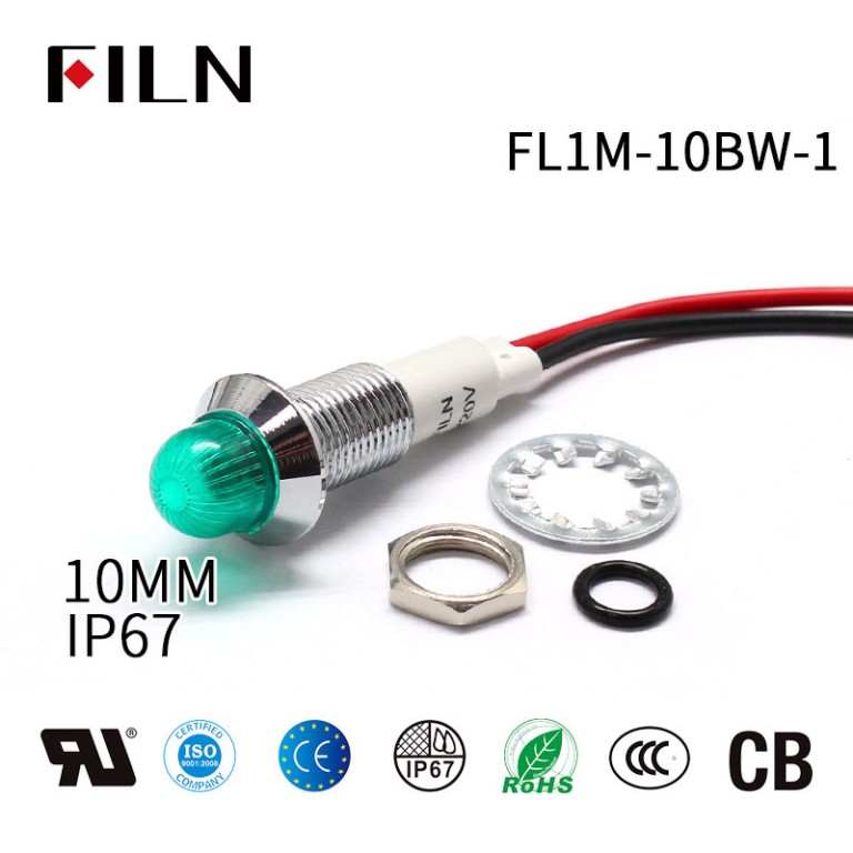 Indicatori LED FILN Indicatori LED per montaggio a pannello rossi da 10 mm 230 V