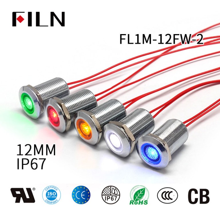 12MM Metal 240V LED Indicator Light With Wire