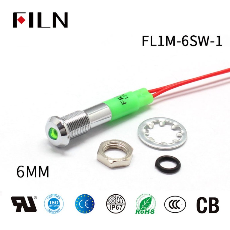 6MM 12V LED ไฟแสดงสถานะสีเขียว