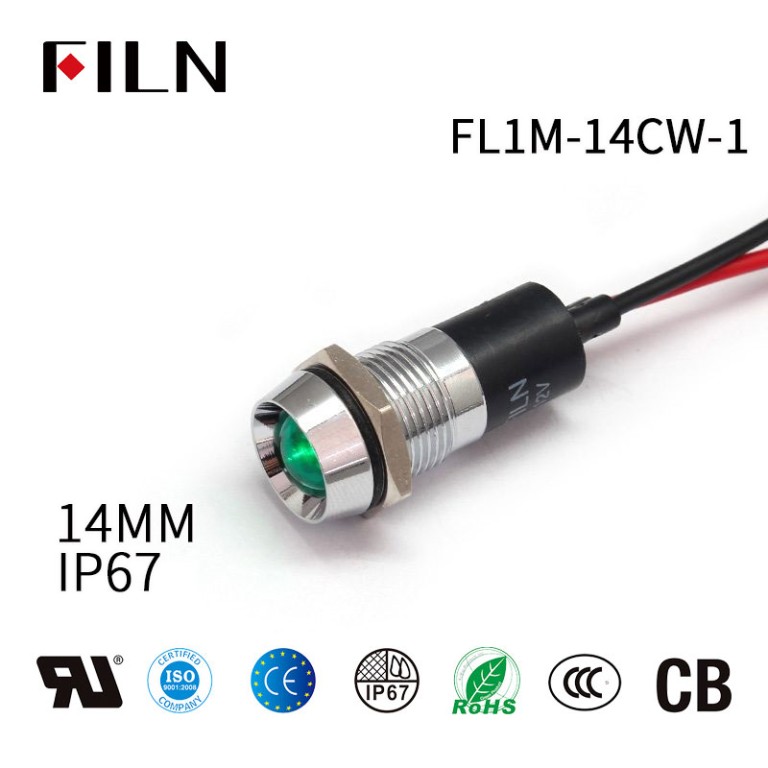 24v led indicator light 14mm LED Metal Pilot 24V LED Indicator Light