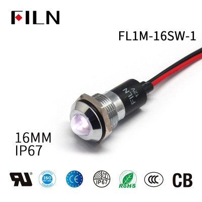 16MM IP67 Generator Metal Pilot 24VDC LED Indicator Light