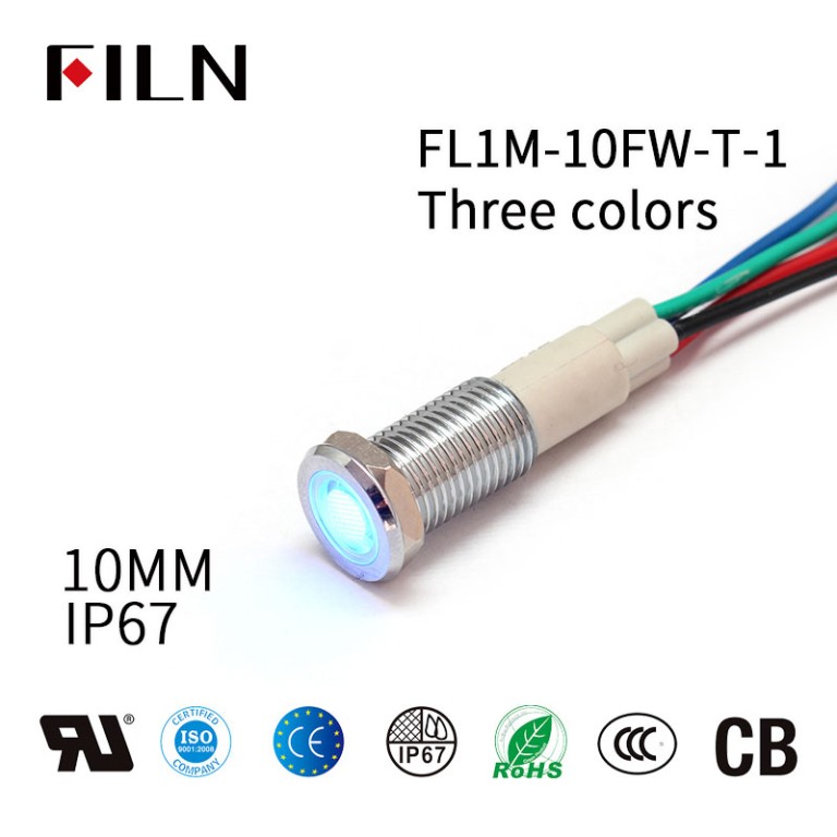 tres colores ip67 6v prueba 10mm luz indicadora de piloto de metal