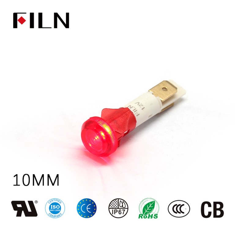Lámpara indicadora de neón de 10 mm, bombilla de 240 V, IP67, plástico individual