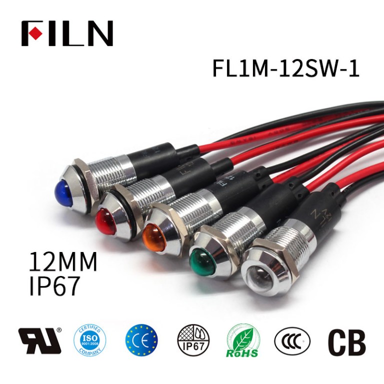 Filn 12MM โลหะ LED 5V ไฟแสดงสถานะ