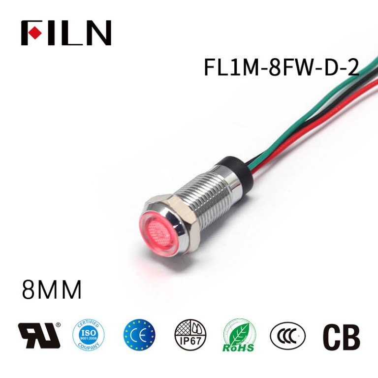 12V Pilot Light  Two-Color Red Green Metal Indicator Light