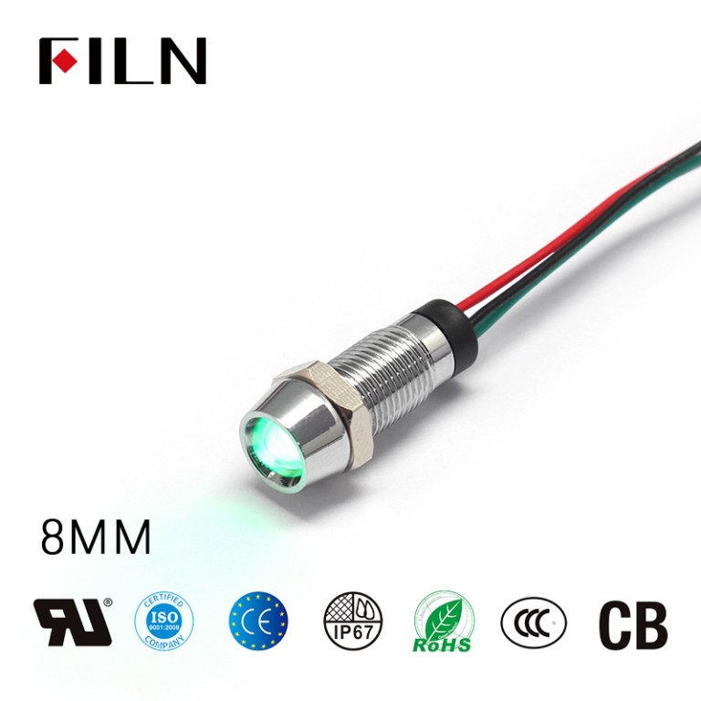 220v ac indicator light 8mm 6V Double Color LED Metal Pilot Indicator Light