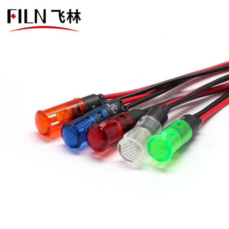 8mm indicator light 8MM 12V Clip-on LED Plastic White Indicator Light