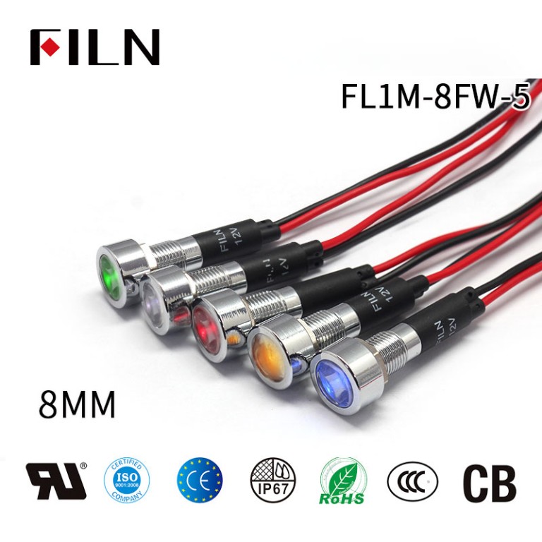 8mm-indicator-light 8mm 12V Metal Vending Machine Blue LED Indicator Light