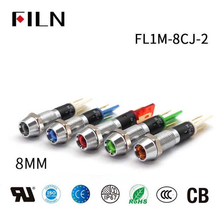 FILN 8MM IP65 กาแฟ 120V ไฟ LED แสดงสถานะ
