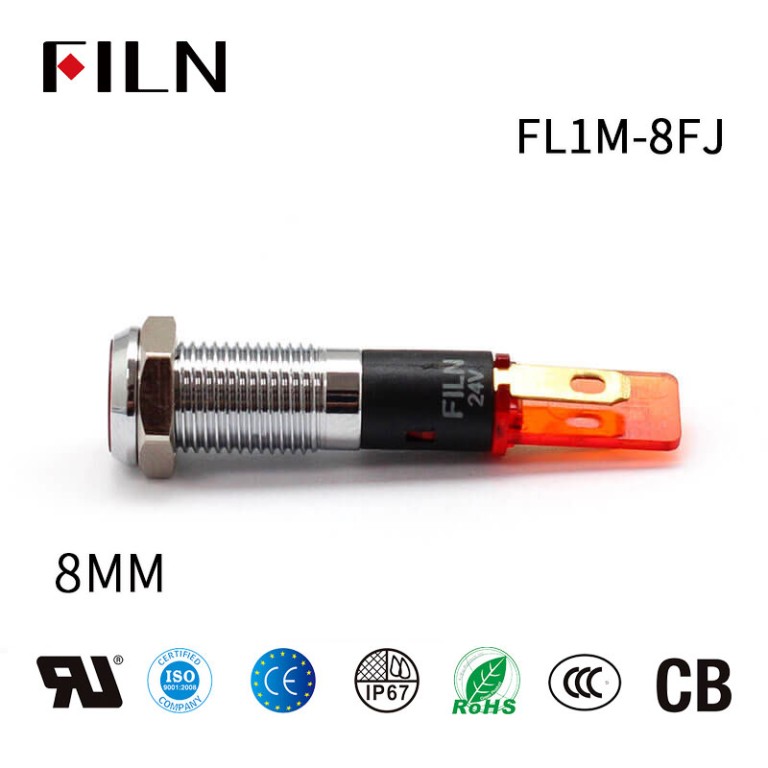 8mm 6V Bule LED 플랫 헤드 필른 기계 표시등