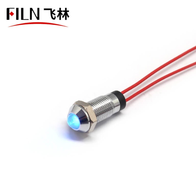 8mm IP65 Red LED Metal Signal 12 Volt Indicator Light for Bike