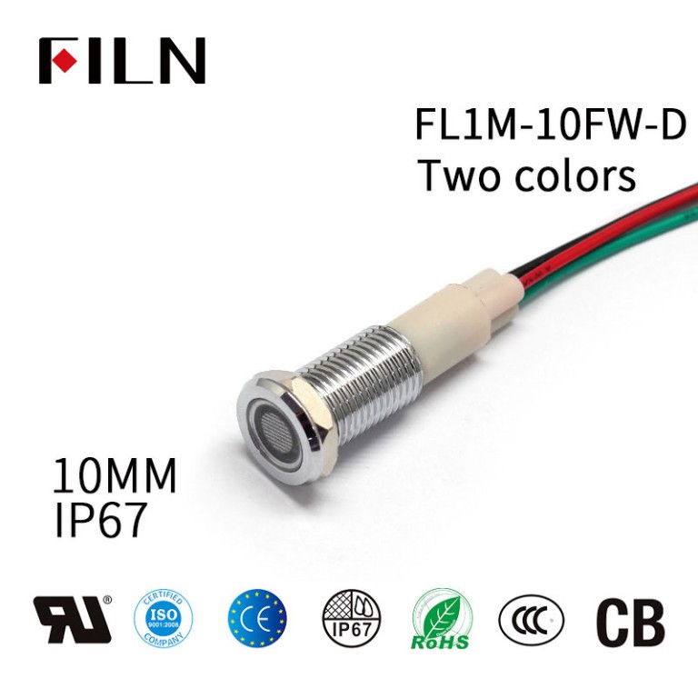 10 mm 110V Double Color Flat Head Metal Indicator Light